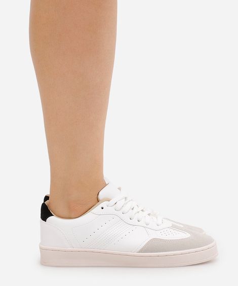 tênis casual feminino com recortes branco