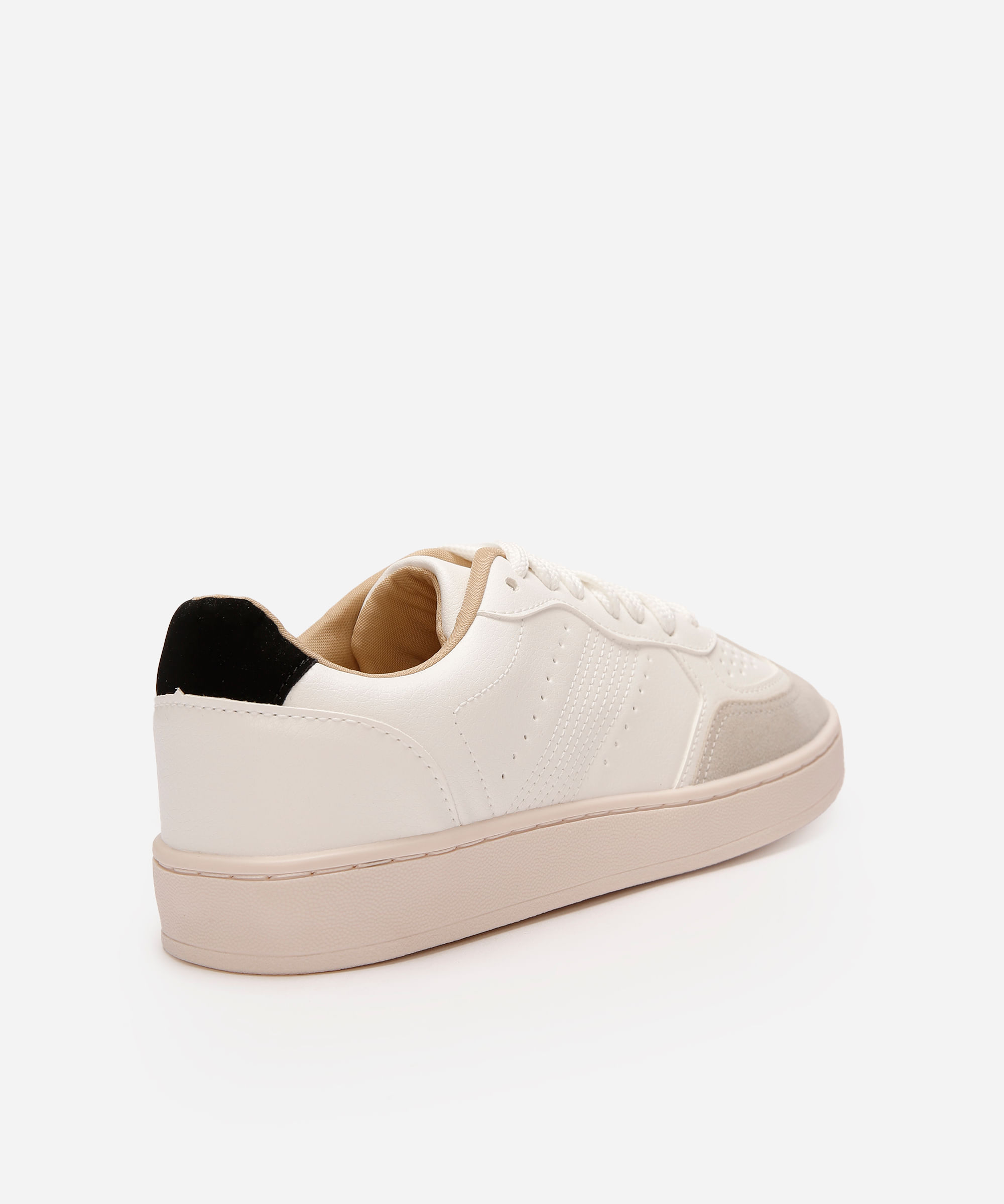 tênis casual feminino com recortes branco