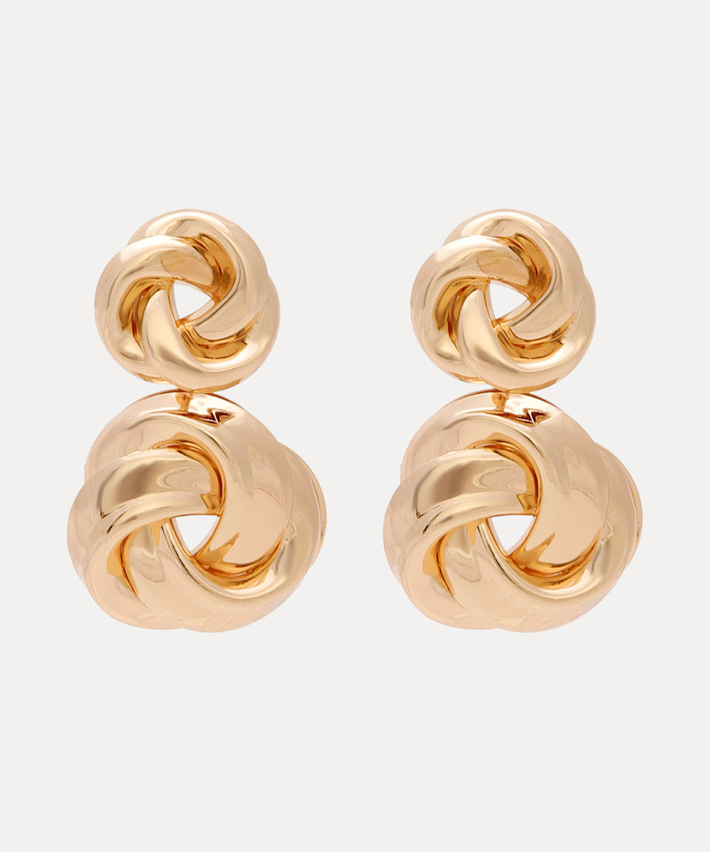 brinco feminino retorcido elos mindset dourado