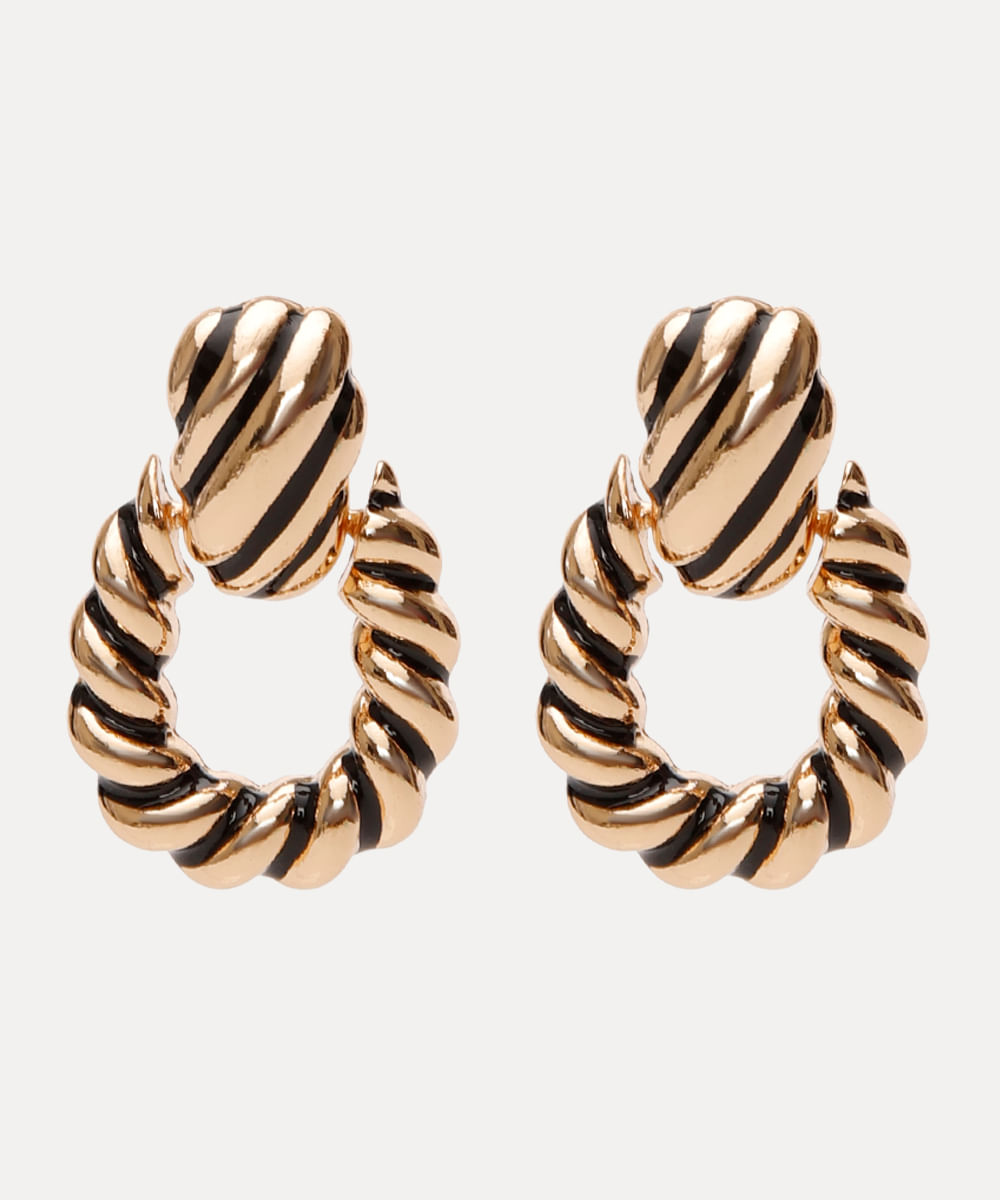 brinco torcido esmaltado dourado