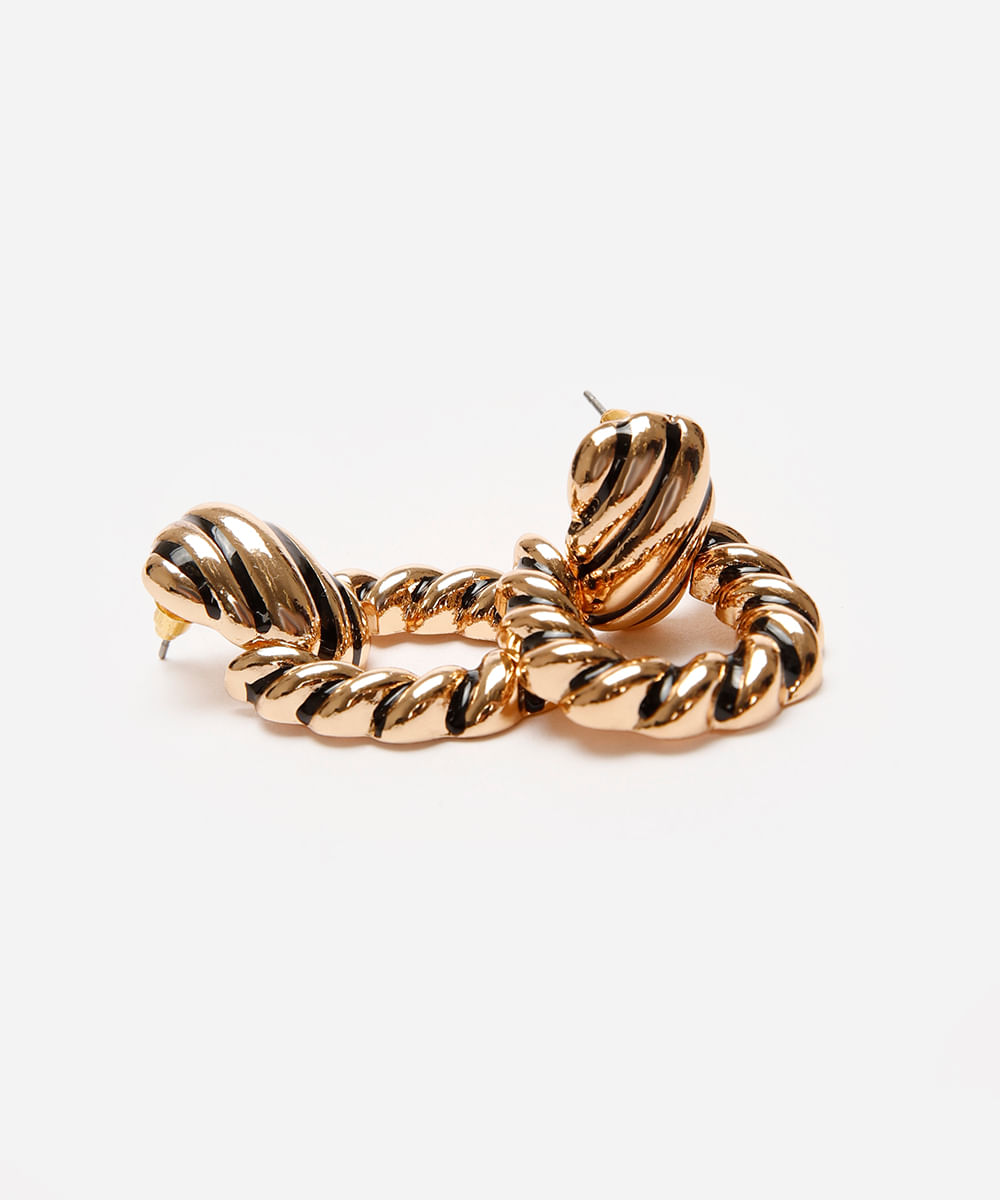 brinco torcido esmaltado dourado