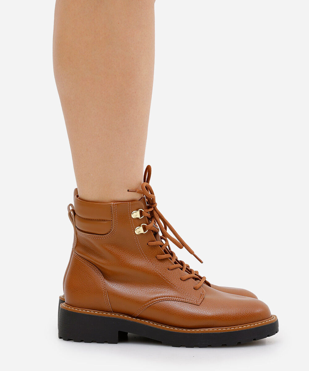 bota coturno feminina cano curto tratorada vizzano marrom