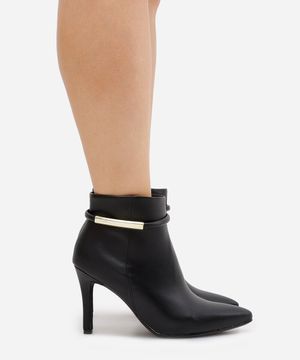 bota feminina cano curto bico fino vizzano preta