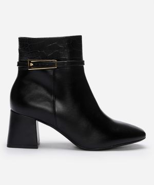 bota feminina cano médio bico grosso vizzano preta