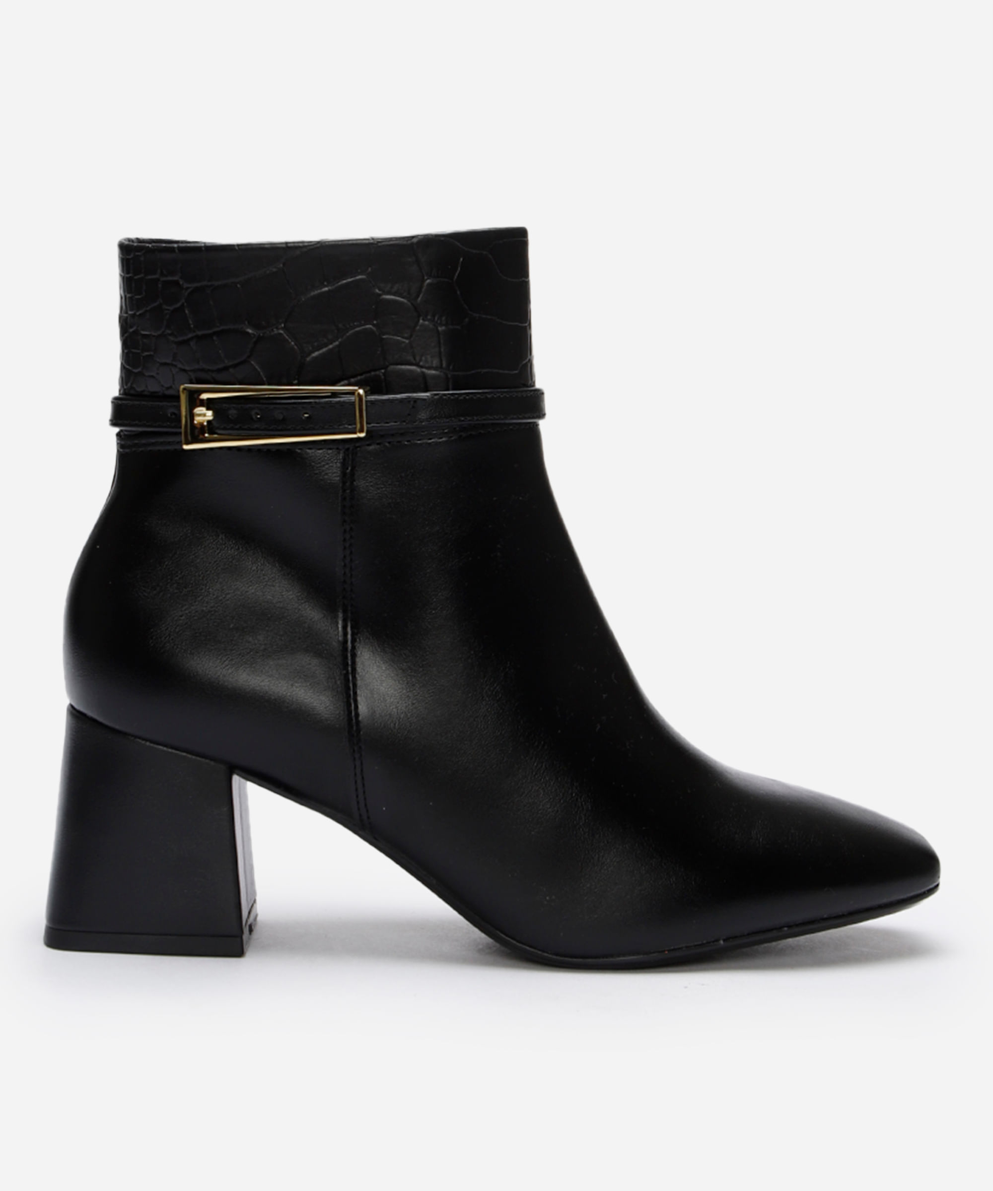bota feminina cano médio bico grosso vizzano preta