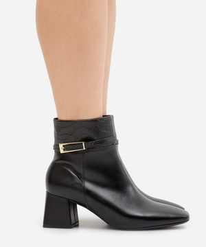 bota feminina cano médio bico grosso vizzano preta