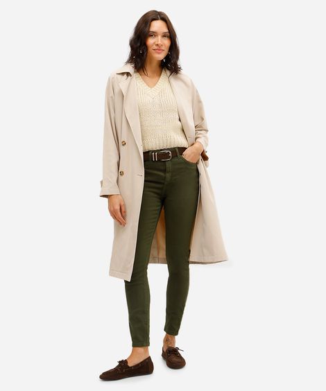 calça skinny feminina jeans de sarja verde