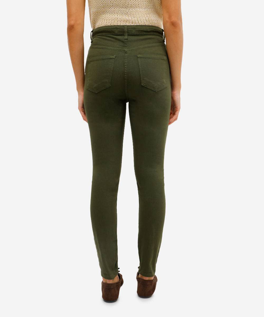 calça skinny feminina jeans de sarja verde