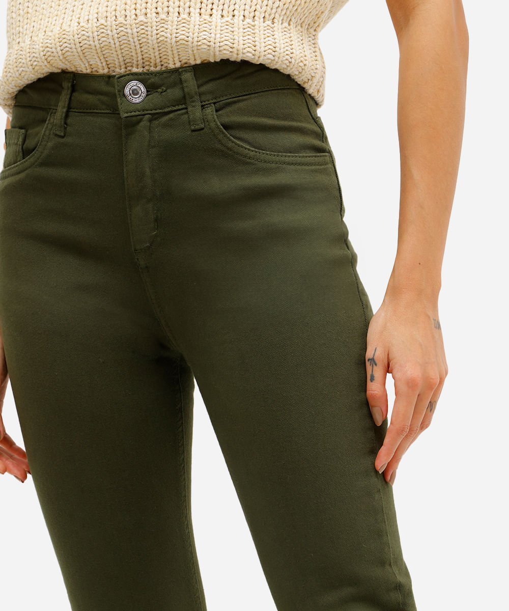 calça skinny feminina jeans de sarja verde