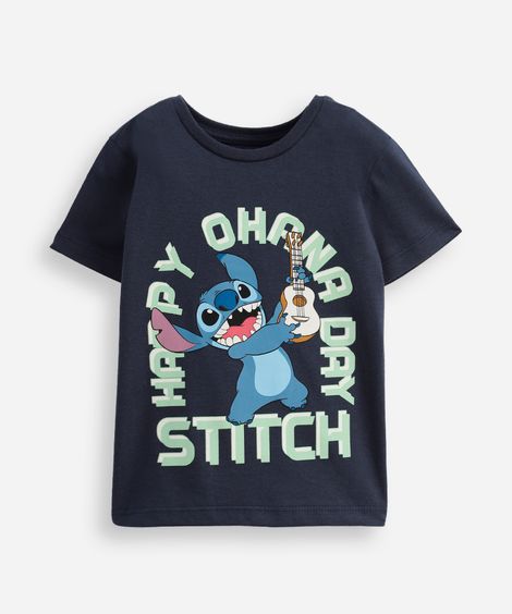 camiseta infantil stitch algodão azul