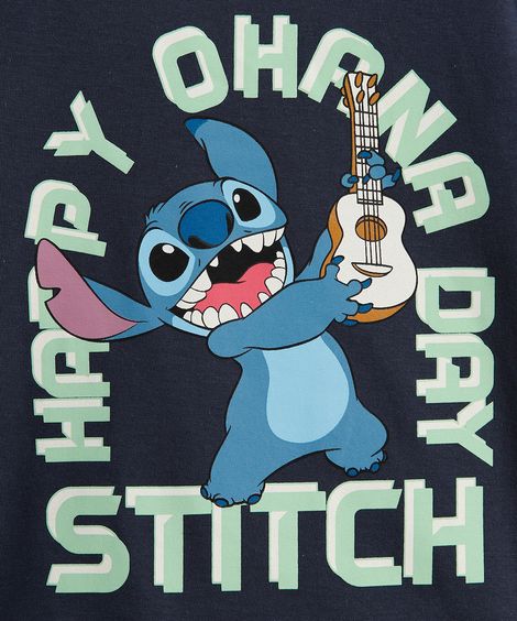 camiseta infantil stitch algodão azul
