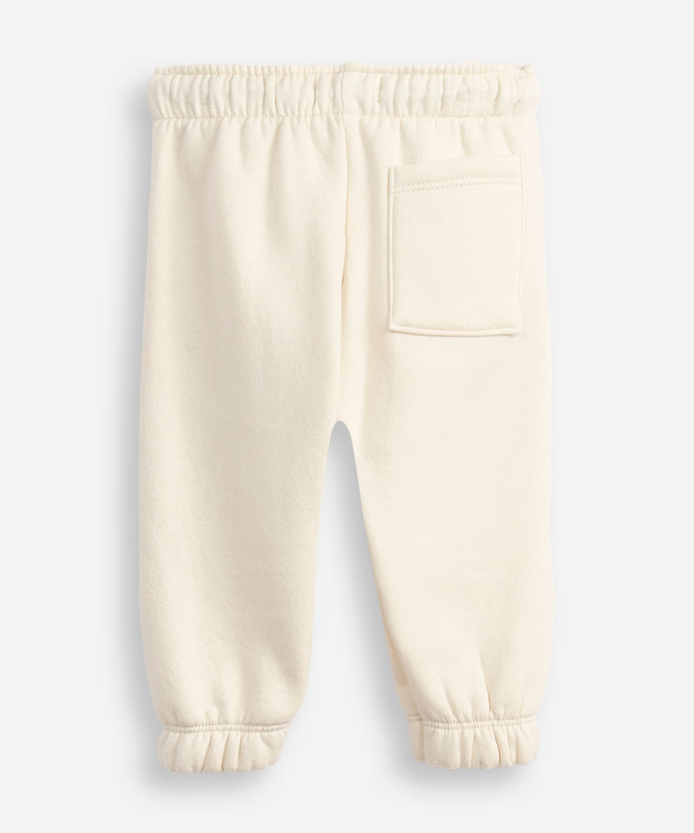 calça jogger de moletom infantil recortes bege