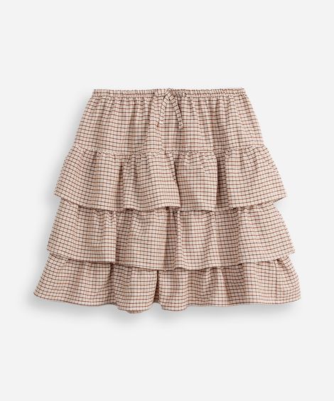 saia juvenil babados xadrez colorida