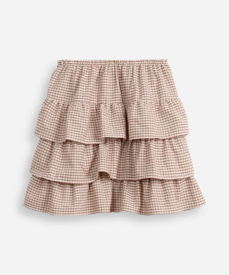 saia juvenil babados xadrez colorida