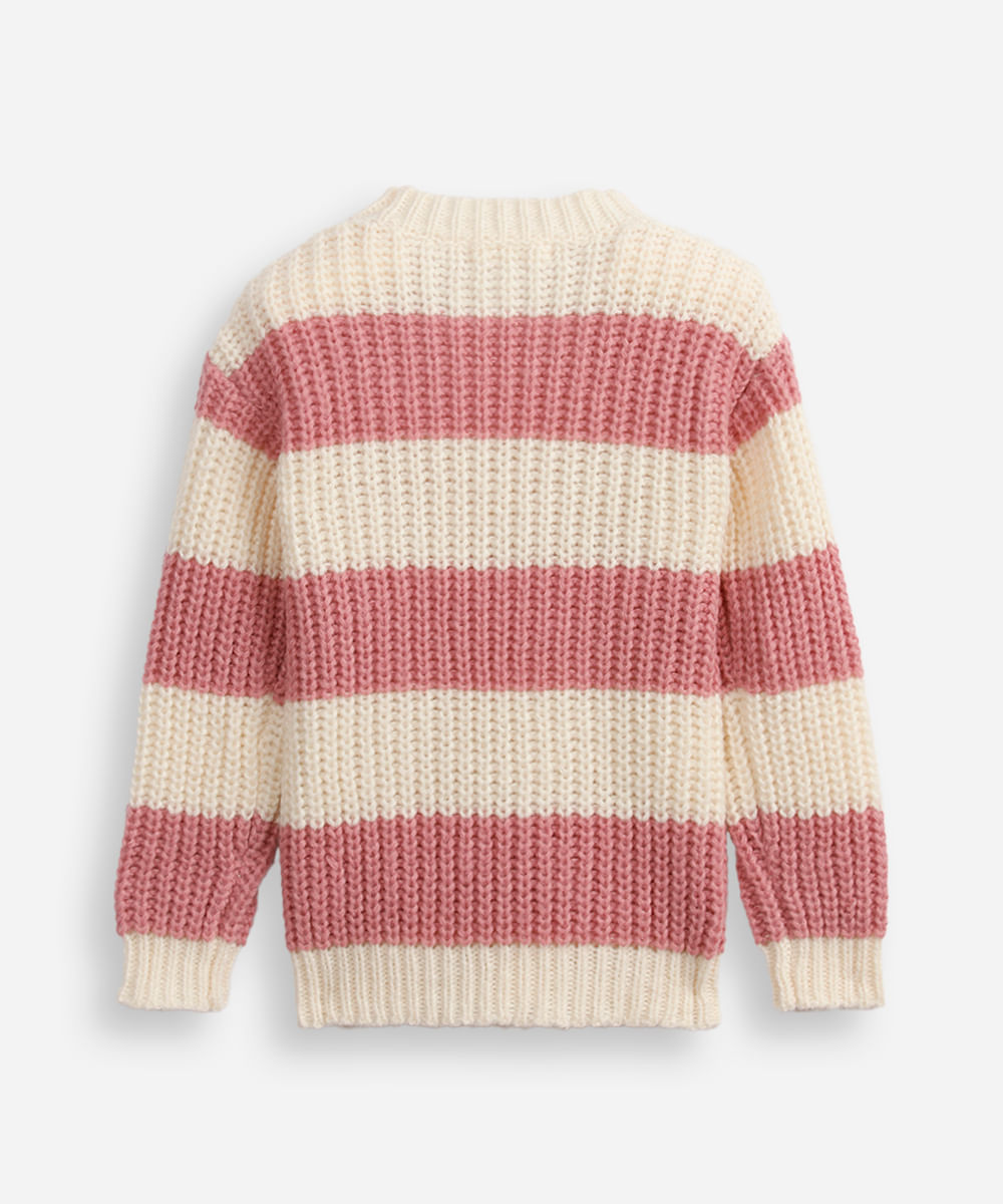 suéter infantil de tricot listrado rosa