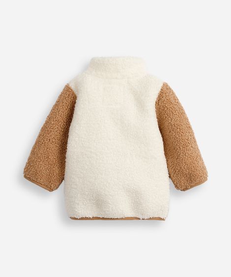 jaqueta infantil pelúcia mangas longas bege