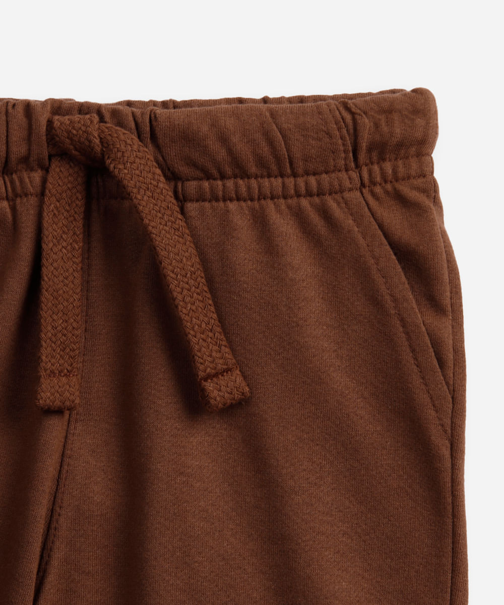 conjunto de moletom infantil regata com capuz - marrom