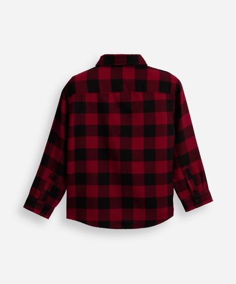 camisa de algodão infantil manga longa xadrez vermelha