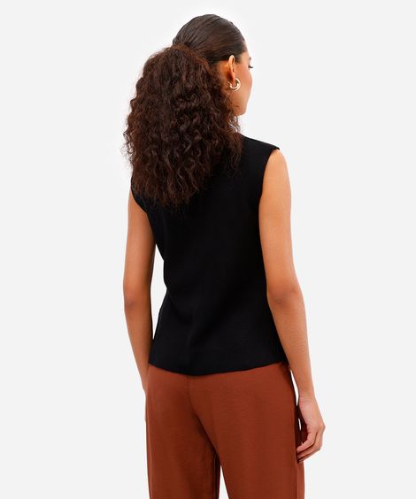 colete feminino de tricot alongado preto