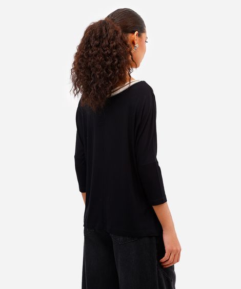 blusa feminina de viscose decote redondo preta