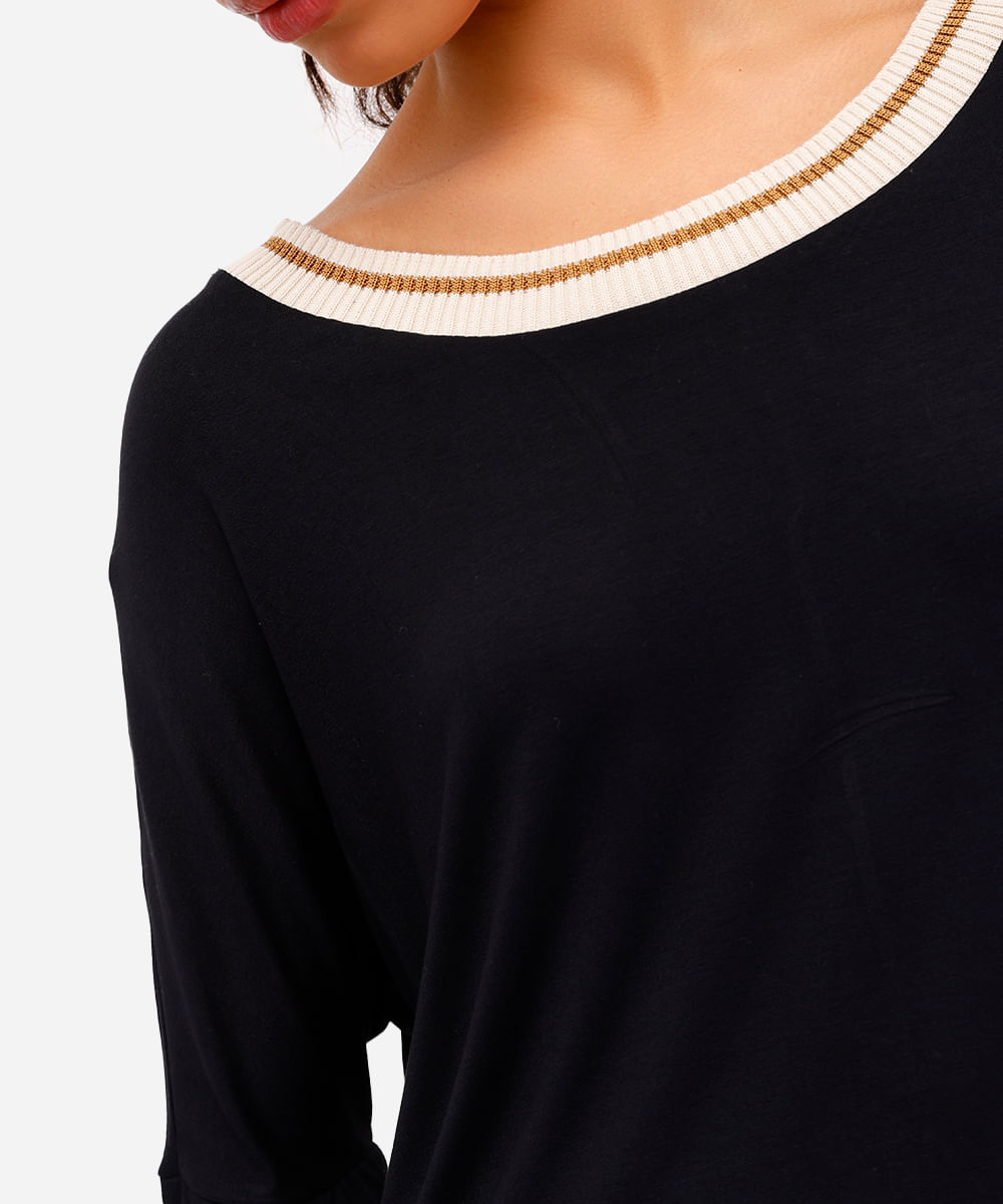 blusa feminina de viscose decote redondo preta