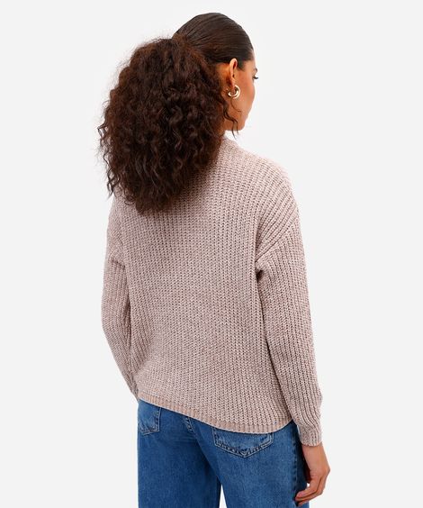 suéter feminino de tricot texturizado bege
