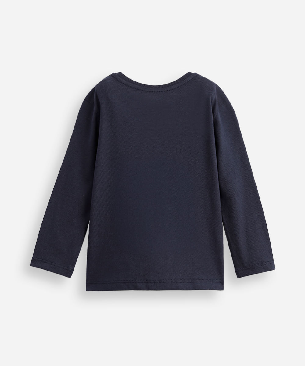 camiseta infantil manga longa algodão stitch azul
