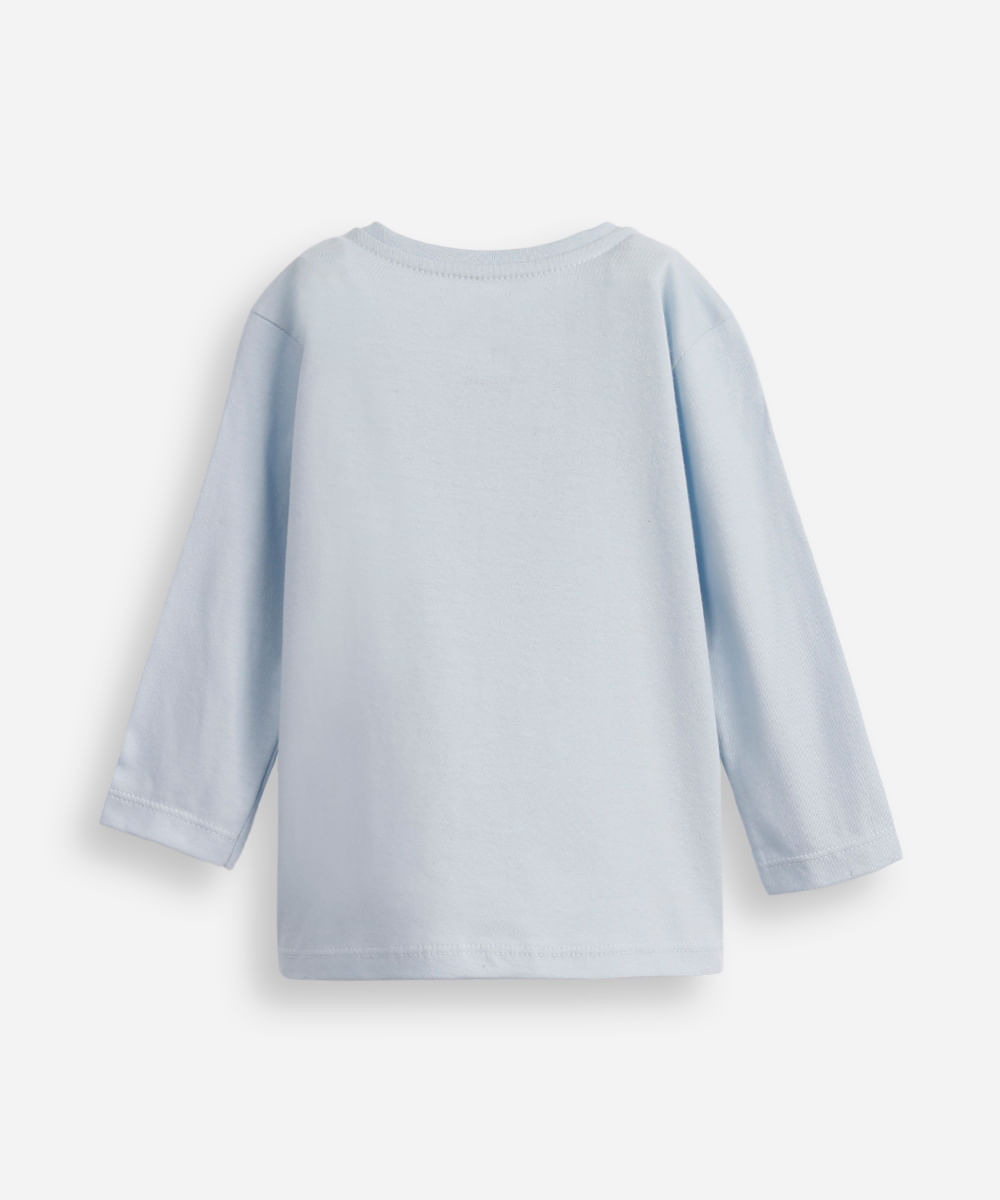 camiseta manga longa algodão stitch azul