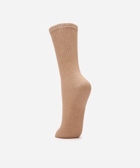 meia cano longo canelada masculina bege