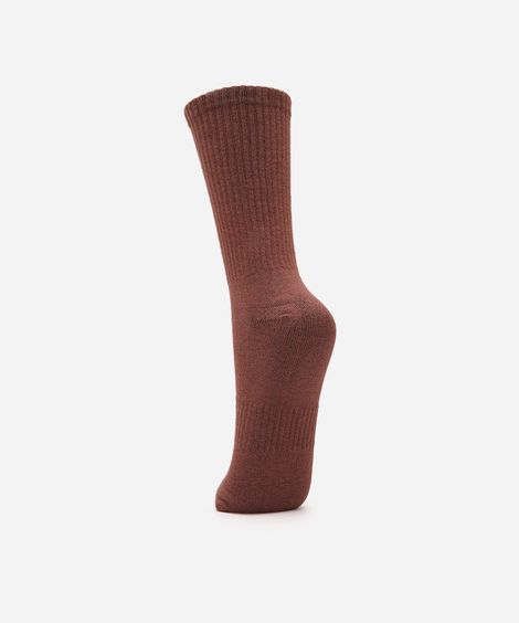 meia cano longo canelada masculina marrom