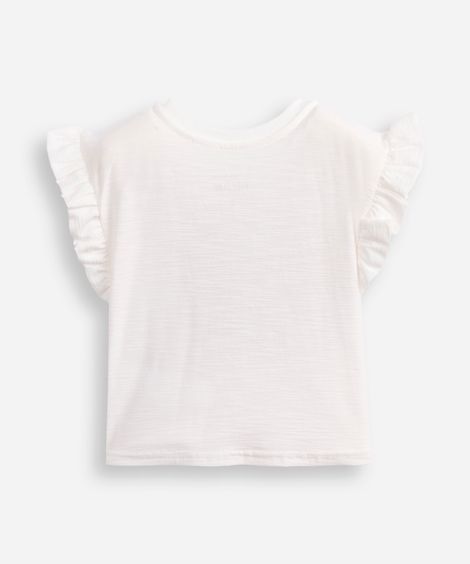 blusa infantil manga curta babados oncinha off white