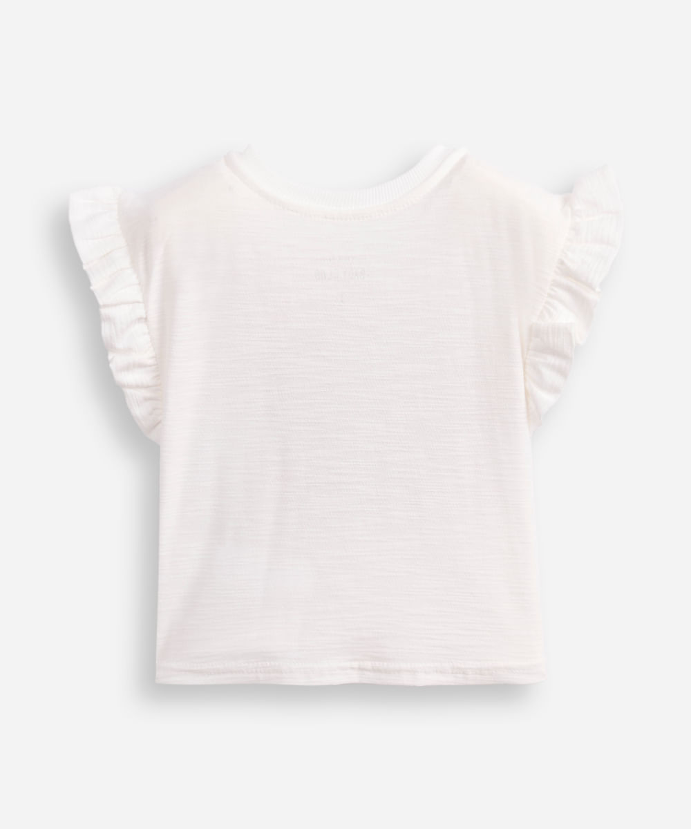 blusa infantil manga curta babados oncinha off white