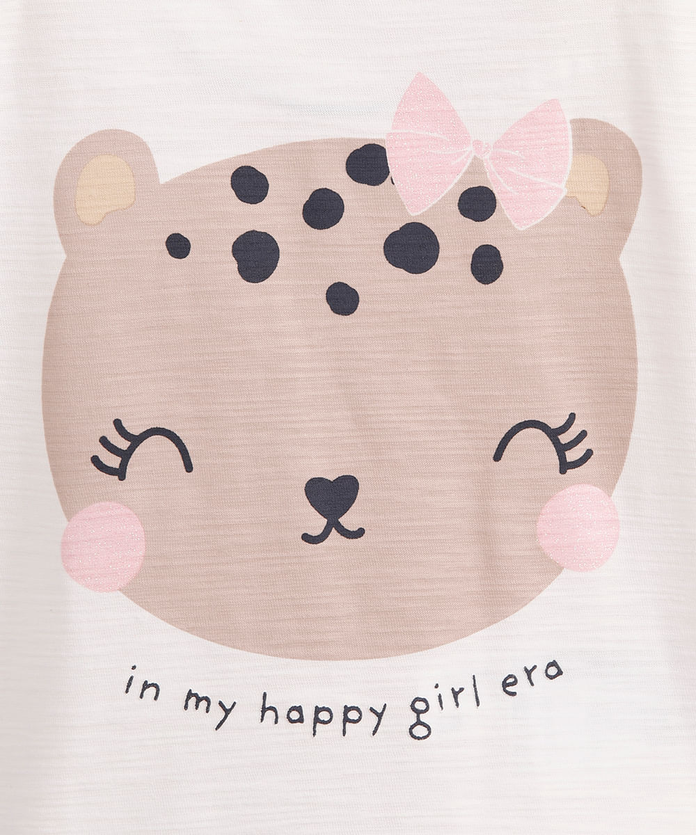 blusa infantil manga curta babados oncinha off white
