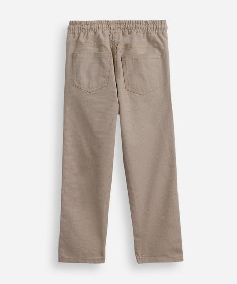 calça reta infantil jeans cós com cordão bege