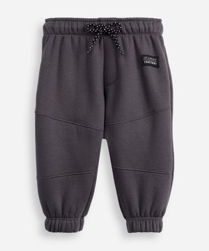 calça jogger de moletom infantil recortes cinza