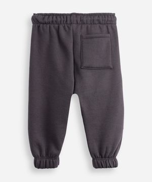calça jogger de moletom infantil recortes cinza