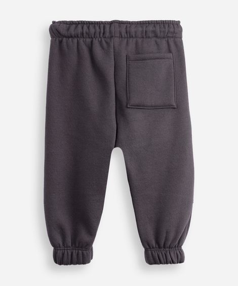 calça jogger de moletom infantil recortes cinza