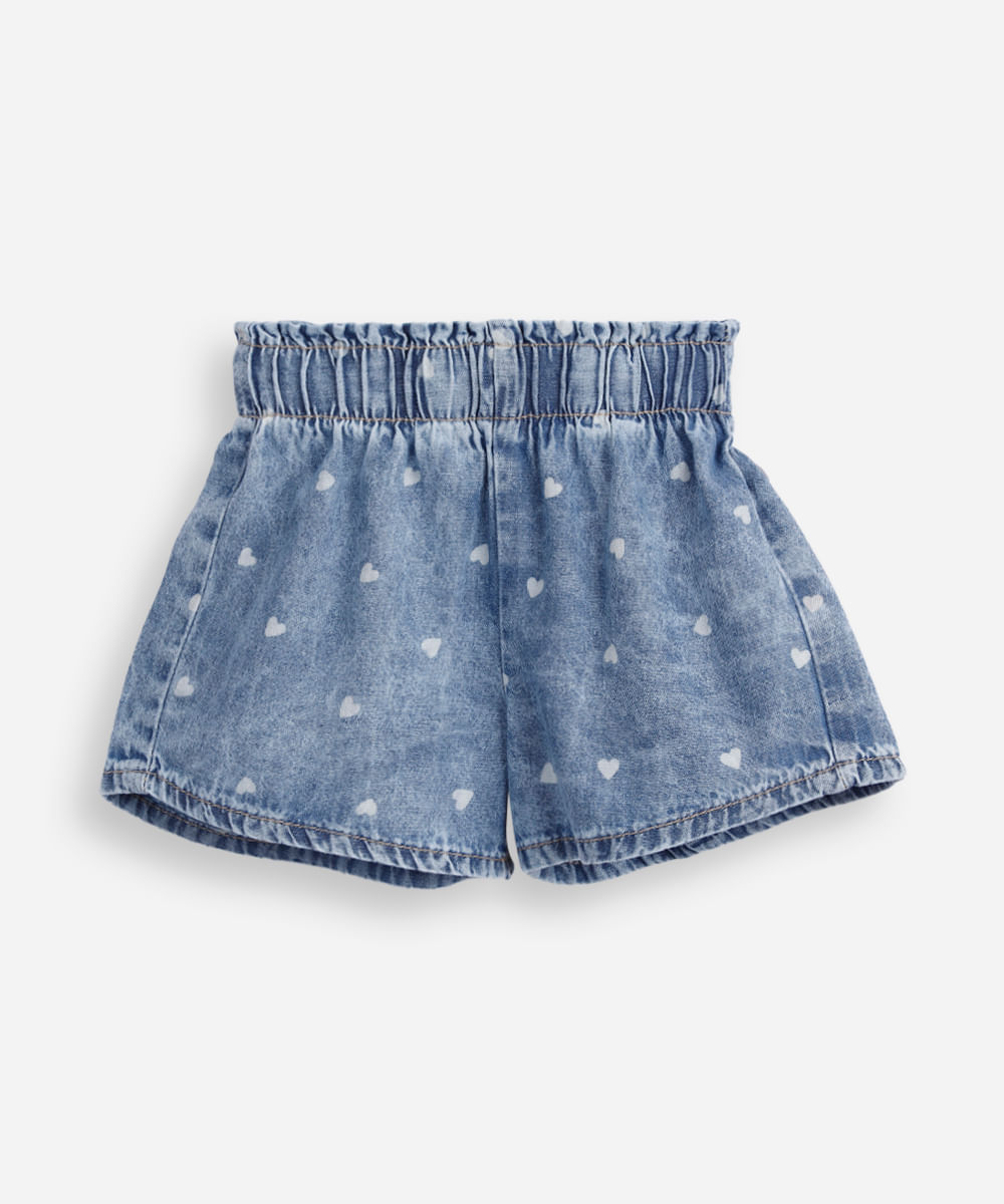 short jeans clochard coração azul