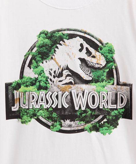 camiseta infantil manga longa jurassic world off white