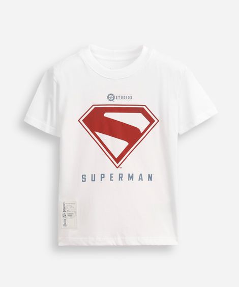 camiseta manga curta superman algodão off white