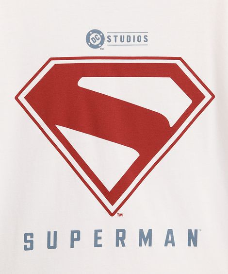 camiseta manga curta superman algodão off white