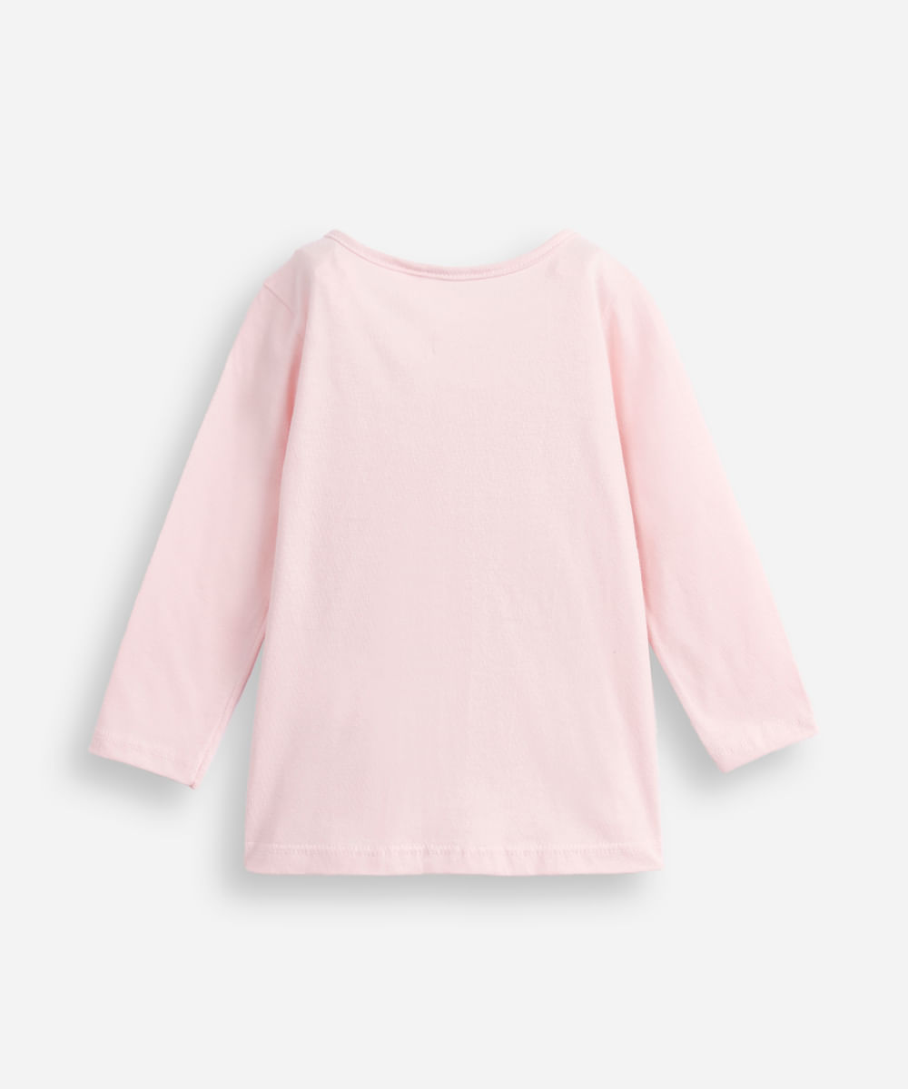 blusa infantil manga longa angel algodão rosa