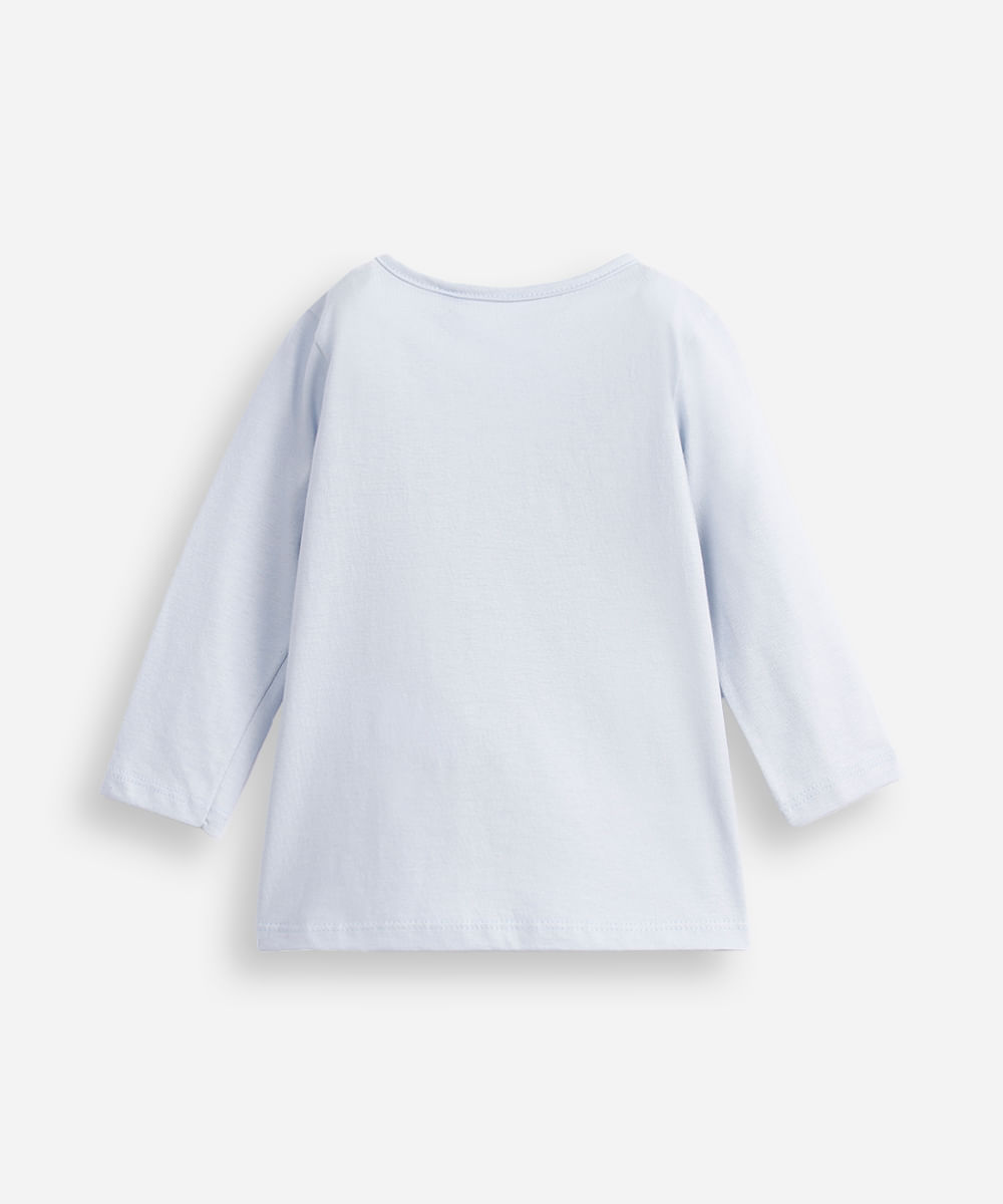 blusa infantil manga longa stitch algodão azul