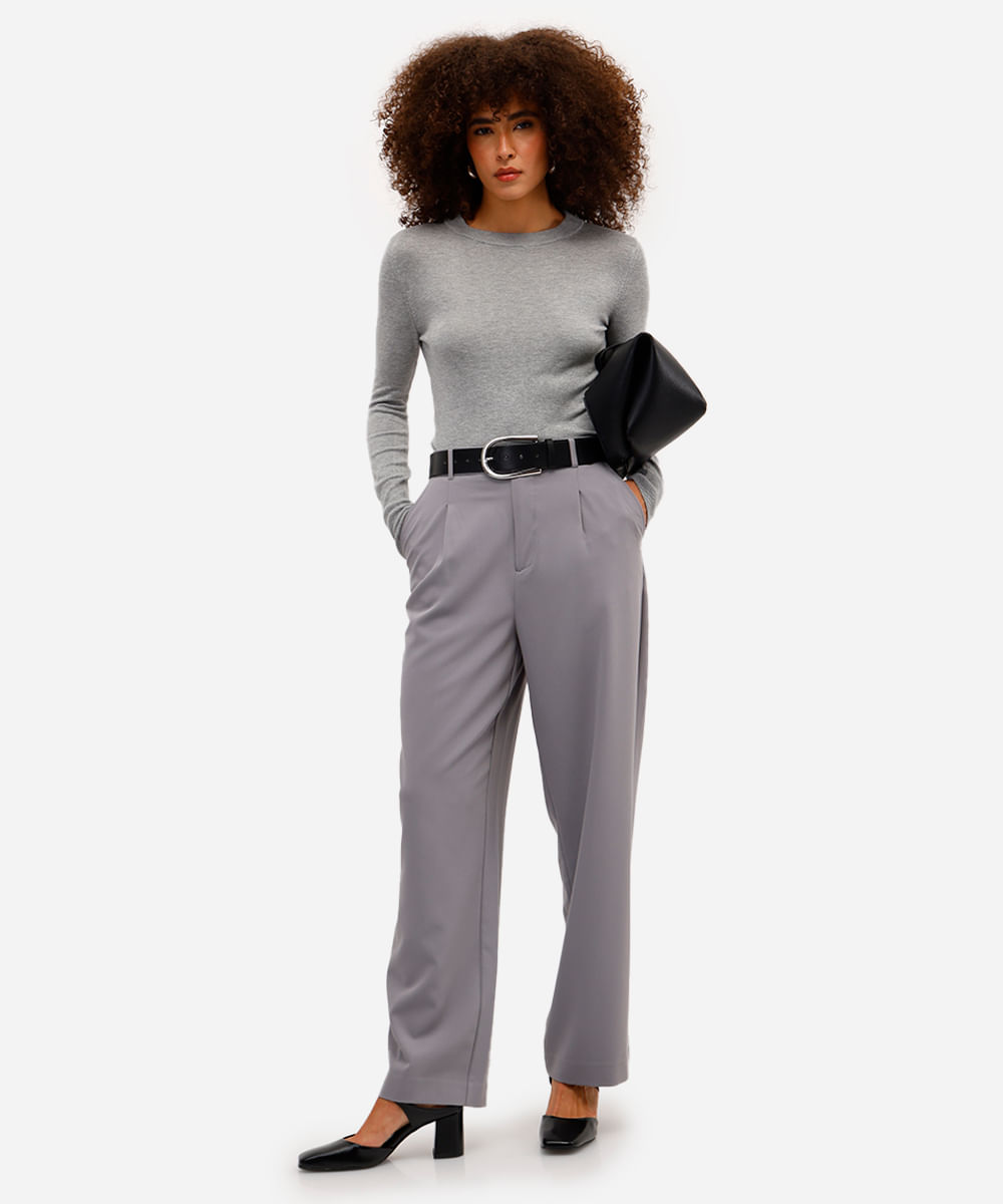 suéter de tricô com botões vinho - cinza mescla claro