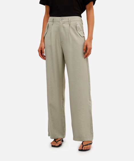 calça wide leg feminina de viscose verde