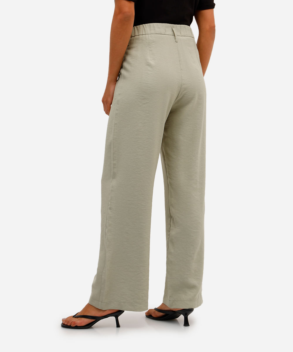 calça wide leg feminina de viscose verde