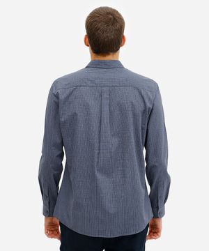 camisa masculina manga longa quadriculada azul