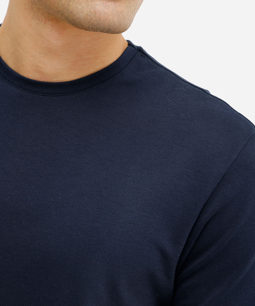 camiseta slim masculina manga curta azul