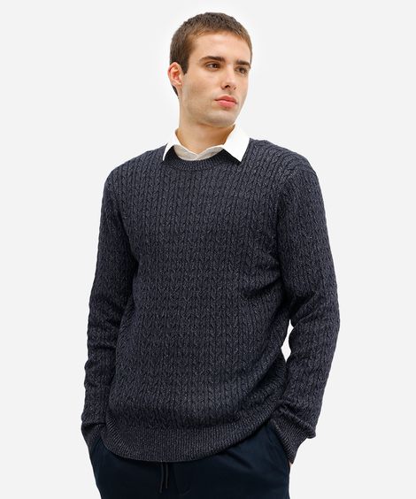 suéter masculino de tricot texturizado azul