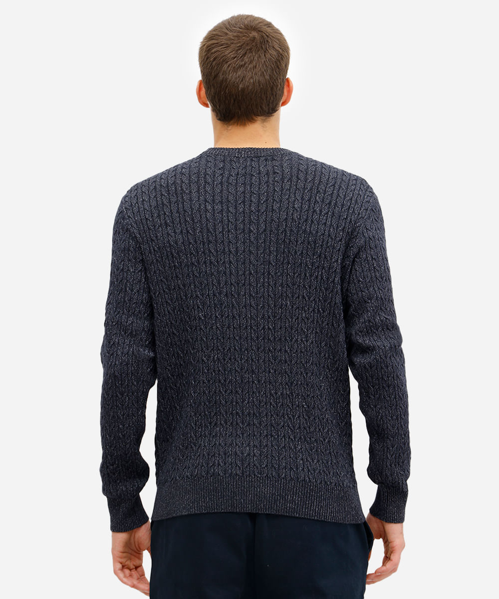 suéter masculino de tricot texturizado azul